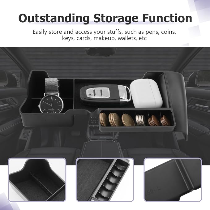 LUWU Land Cruiser 2025 2026 Center Console Organizer - Compatible with 2024 2025 2026 Toyota Land Cruiser Accessories Under Screen Organizer Tray 2025 2026 LC250 Armrest Console Organizer
