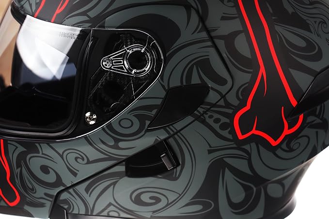 KYPARA Motorcycle Dual Visor Flip up Modular Full Face Helmet with DOT Certification of Impressionism