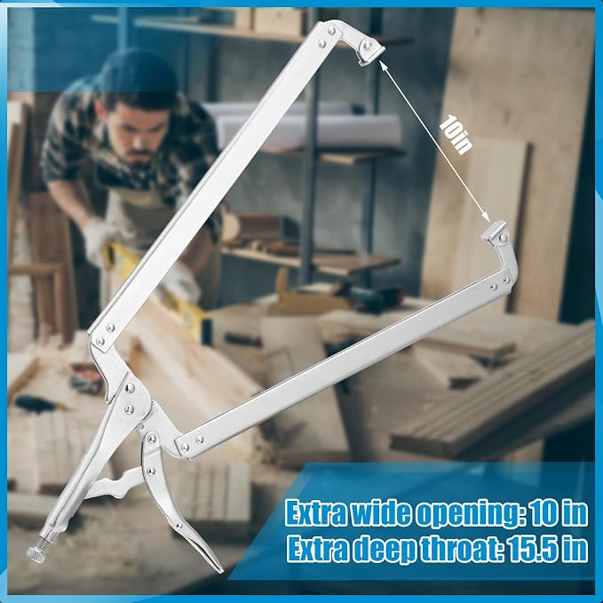 Yexiya 24 Inch C Clamps Locking Pliers Welding Table Clamps Heavy Duty Locking Pliers Large Opening Adjustable with Grip Swivel Pads Alloy Steel for Woodworking Repair Home Auto Workshop