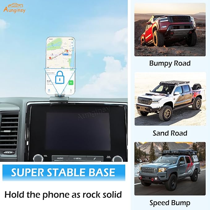 Aunginsy Car Magnetic Suction Phone Holder Compatible with Nissan Frontier 2022 2023 2024, Center Console Dashboard Panel Mobile Phone Mount Bracket Universal Cell Phones Navigation Stand Accessories