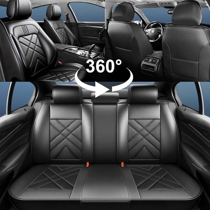 4Runner Car Seat Covers Custom Fit for Toyota 4Runner 2003-2026, Premium Full Coverage Leather Automotive Seat Protectors, All Seasons Waterproof Breathable, Airbag Compatible (Full Set, Black)