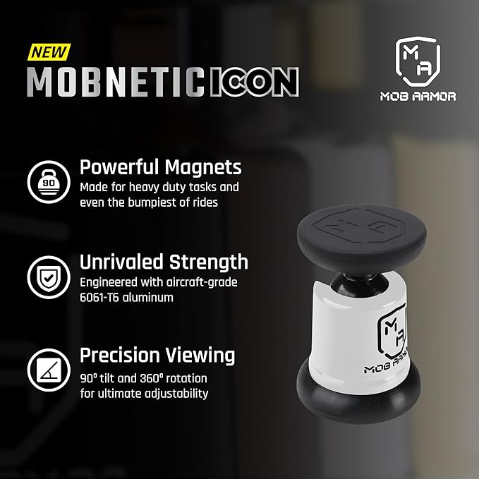 Mob Armor MobNetic Icon Car Phone Mount, Magnetic Phone Holder for Car w/ 90lb Pull Force, 90º Tilt & 360º Rotation, Aluminum Build, Compatibility for iPhone & Android (Alpine White)