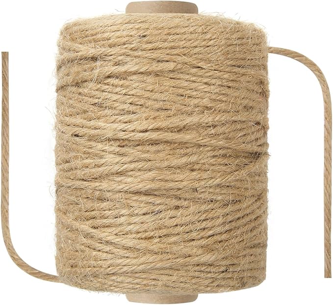 Sisal Twine String, 1/8 in x 328 ft, Natural Thin Hemp Rope for Arts, Crafts, Gardening, Plants, Packing, Cat Scratcher Post and Pet Furniture