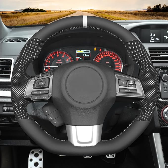 MEWANT Hand Stitch Steering Wheel Cover Wrap for Subaru WRX / WRX STI 2015-2021 - Steering Wheel Accessory