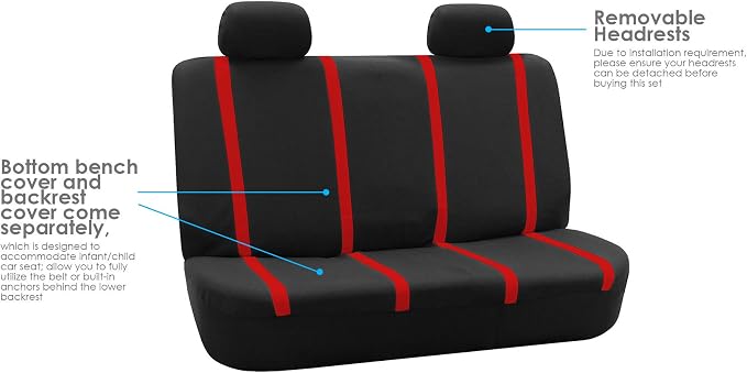 FH Group Unique Flat Cloth Car Seat Covers w. Steering Wheel Cover and seat Belt Pads- Universal Car, Truck, SUV, or Van Beige/Black