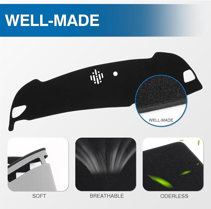 KUST Black Dash Cover for Kia Sportage 2023-2024 2025 (Without HUD) Left Hand Driving Polyester Dashboard Cover Non-Slip Interior Accessories for Sportage Sunshade Windshield Glare