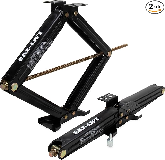 Camco EAZ-Lift 30-Inch Stabilizing RV Scissor Jacks - Features a 5,000lb Load Capacity - Heavy Duty Steel Construction - Set of 2 (48840)