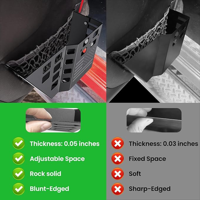 DIAMOOKY Upgraded Metal Front Door Pocket Storage Box for Jeep Wrangler JK JKU 2018 2017 2016 2015 2014 2013-2007 2/4 Door Accessories, Adjustable Door Organizer Molle Panels, Flag, 2PCS