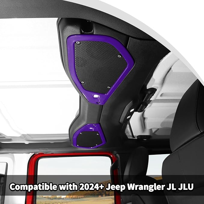 JWWY for Jeep JL Speaker Audio Trim Top & A Pillar Cover Trim for 2024-2025 Jeep Wrangler JL JLU & Gladiator JT Accessories ABS 4PCS Purple