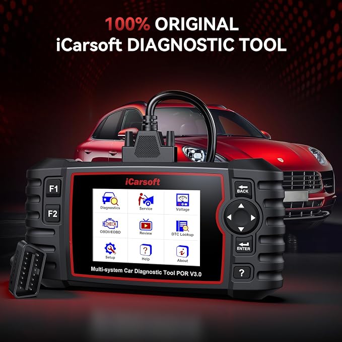Bidirectional Diagnostic Tool for Porsche/Cayenne, iCarsoft POR V3.0 All System OBD2 Scanner, 26 Resets +12 Extra Services Battery Registration Code Reader for Porsche,Support CAN-FD, Free Update