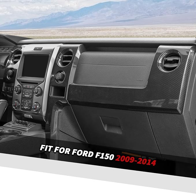 Jimen Fit for Ford F150 2009-2014, 7PCS Carbon Fiber Interior Kits - Center Console Dash Panel, Gear Shift Cover Frame, Cup Holder Trim
