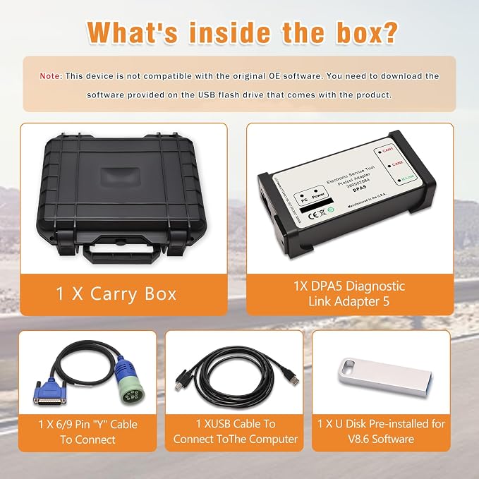 380002884 ESTV8.6 V9.5 V9.8 DPA5 Diagnostic Tool Kit, Dearborn Protocol Adapter 5, Electronic Service Tool forNew Holland Tractor Truck Loader Excavator, EST DPA5 Diagnostic Tool