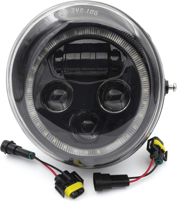 Black led Headlight with Angel Eye Replacement Fit for Harley Davidson vrod vrscf v-rod night special