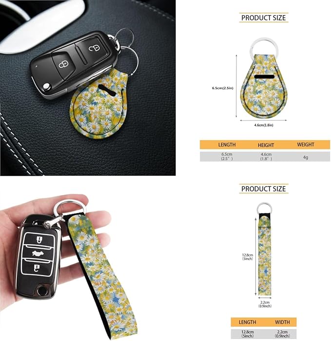 Car Seat Covers 13PCS Car Accessories Steering Wheel Covers+Seat Belt Pads+Coaster+Key Ring+Lipstick Holder Auto Interior Decor,Black, Colored Daisy Floral Print