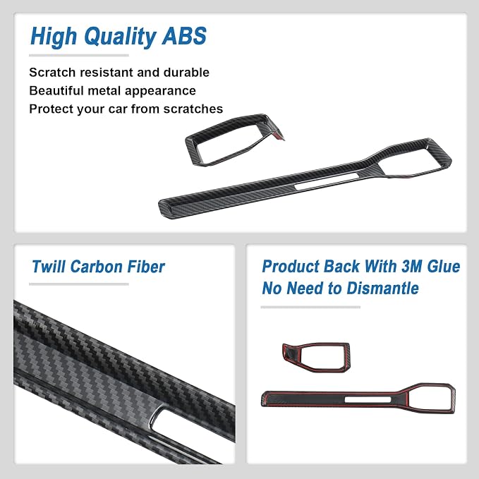 Carbon Fiber Center Console Dashboard Panel Cover & AC Air Vent Cover Compatible with Ford Mustang 2024 2025