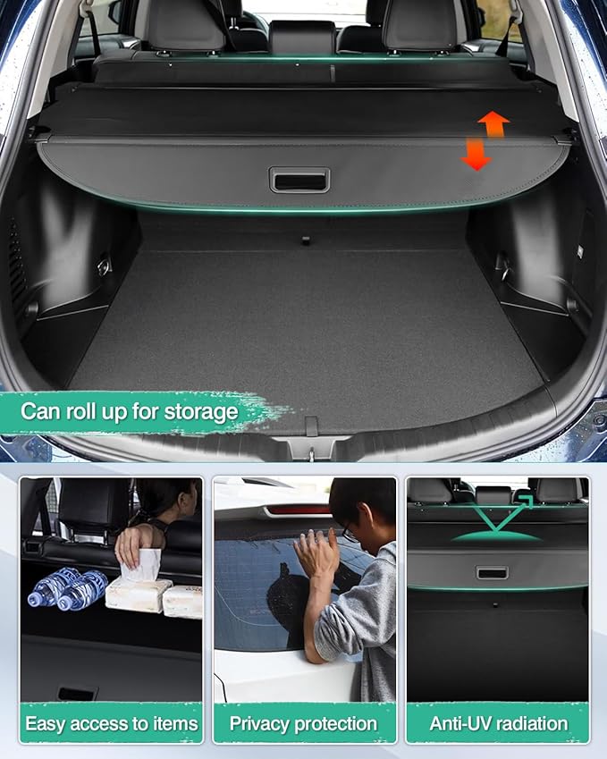 Powerty Cargo Cover for Toyota RAV4 2013-2018, Retractable Trunk Cover Privacy Cover Truck Replacement for 2013-2018 Toyota RAV4 Accessories