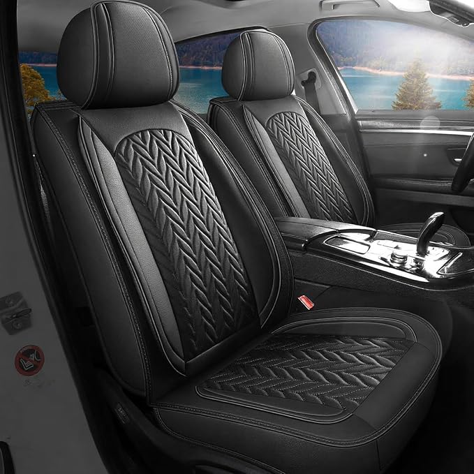SCITOO Truck Seat Covers Full Set for F150,Waterproof Black Car Seat Covers | Faux Leather Car Seat Covers Full Set Pickup Seat Cover Fits for 2015-2024 Ford F150 F250 F350,Waterproof&Waterproof