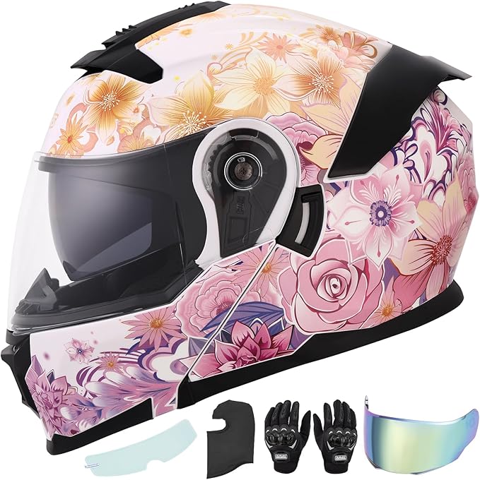 OUMURS Modular Motorcycle Helmets Full Face Flip up Street Bike Motorcycle Helmet for Unisex Adult Model 912