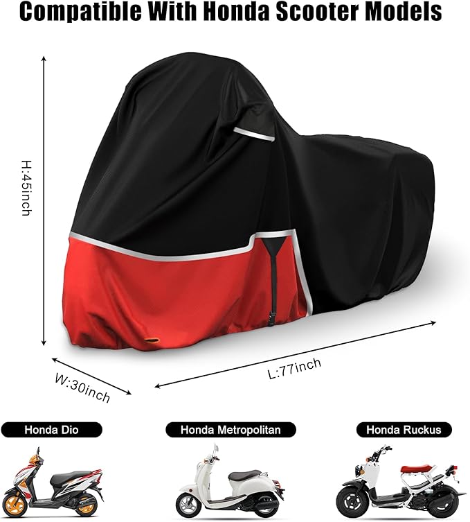 Waterproof Motorcycle Cover Replace for Honda Scooter Model, 420D Oxford Cloth Honda Ruckus, Metropolitan, Dio and ADV150 Scooter Cover for Snow Rain Dust Protection