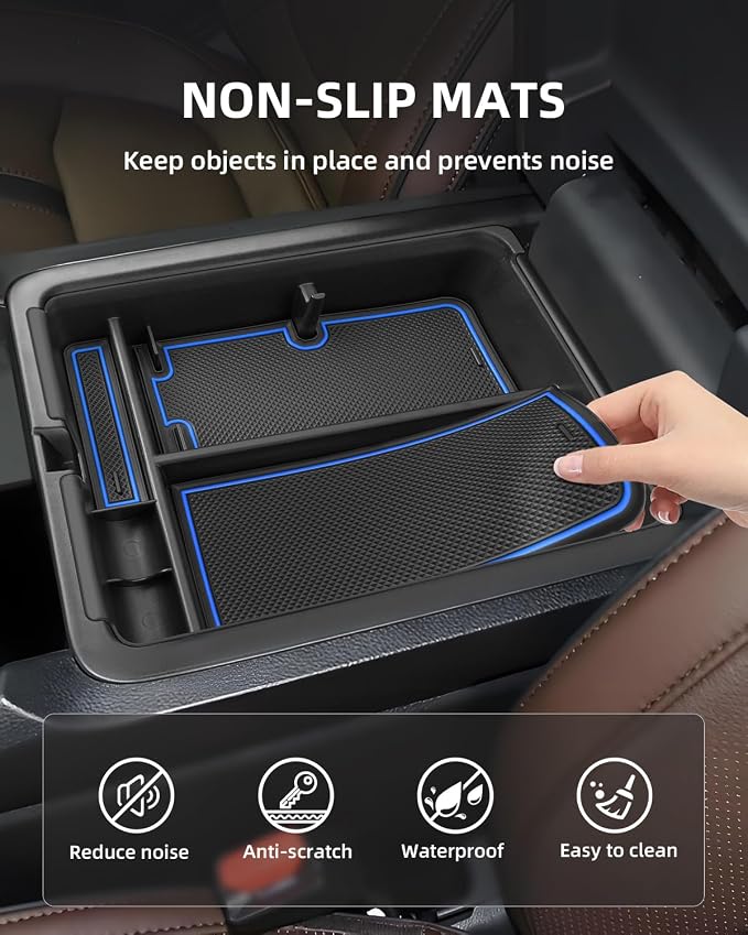 Armrest Organizer for 2025 2024 2023 Honda Pilot/2024 2025 Ridgeline/2024 2025 2026 Passport, Center Console Organizer, Center Console Tray Custom for Honda Pilot Accessories, Blue