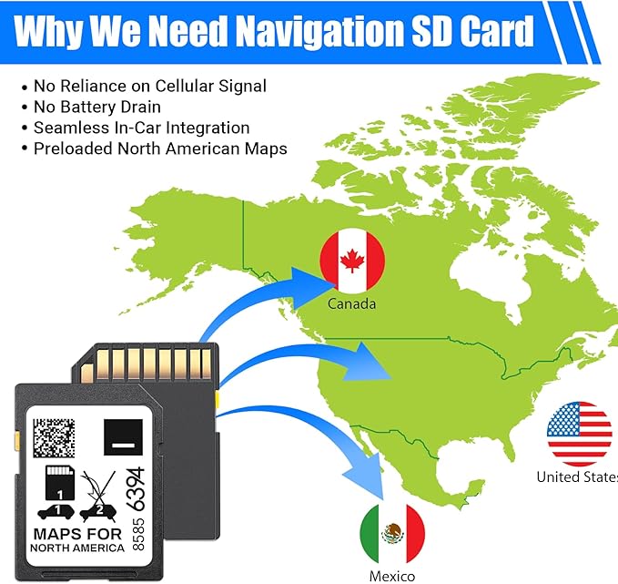 2025 Latest Navigation SD Card Update,Accessories 8585 6394 Compatible with Cadillac, Buick, Chevrolet, GMC,Maps Includes USA Canada Mexico
