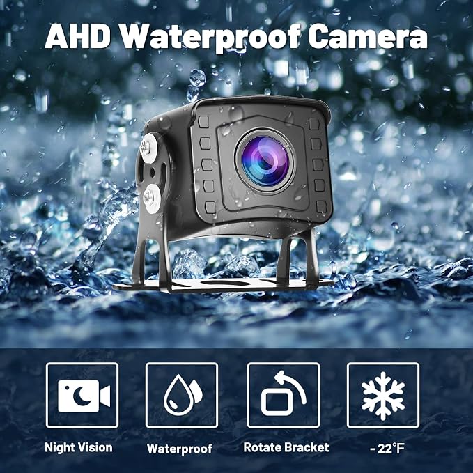 9 Inch DVR Car Monitor Dual Backup Camera Kit HD 1080P Night Vision IP69 Waterproof Rear View Cam 2 Split Screen Back Up Camera Kit for Car/Truck/Trailer/RV/Pickup 12-35V with 32G SD Card
