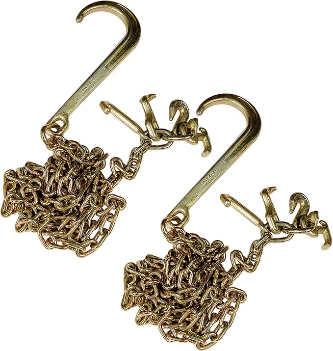 WFLNHB 2PCS G70 5/16 x10 Transportation Tow Chain with RTJ and Grab Hook | Replacement for Recovery Truck Axles