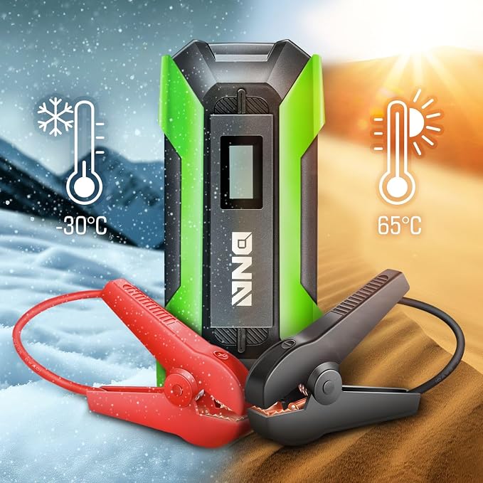 ‎DNA Motoring TOOLS-00266 12V 1500A 15000 mAh Multi-Function Portable Car Battery Jump Starter for Up to 7.0L Gas & 5.5L Diesel Engine, with Carry Case, Green