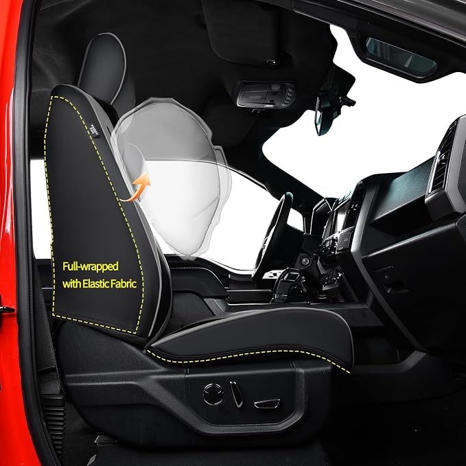 Ranger Seat Covers, for 2019-2025 Ford Ranger XLT XL Lariat Crew Cab, Napa Leather Seat Protector (Full Set, Black&Gray)