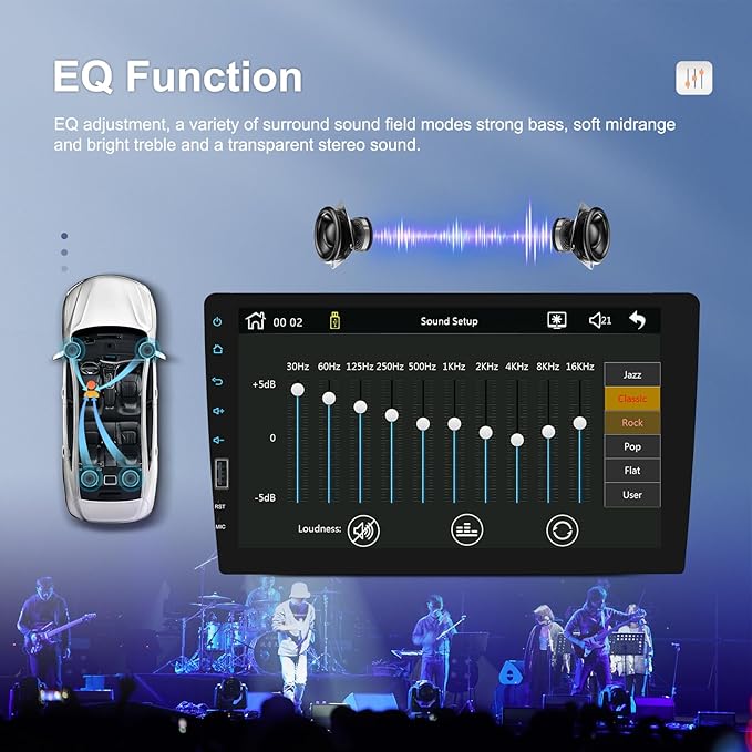 9 Inch Single Din Car Stereo Wireless Carplay Android Auto, 1 Din Touch Screen Car Radio FM AM Audio Receiver with Bluetooth EQ SWC Mirror Link, Backup Camera Mic