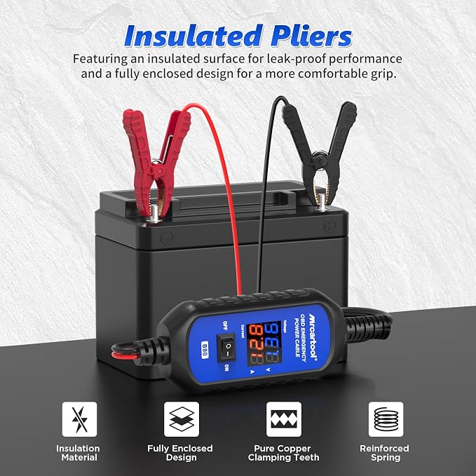OBD II Car Memory Saver Cable 12V Vehicle ECU Emergency Power Supply Cablewith Voltage and Current Display OBD II Battery Leakage Detective Kit with 3A Fuse & 2 Alligator Clips