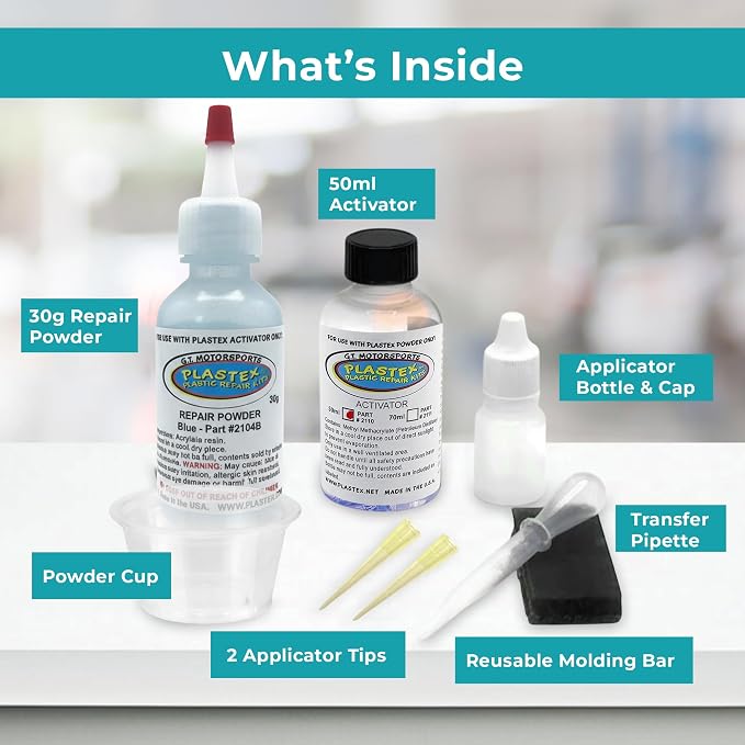 Plastex Plastic Repair Kits - Easily Glue, Repair or Remake Broken Plastic, Fiberglass, Wood & More! (Standard Blue Kit)