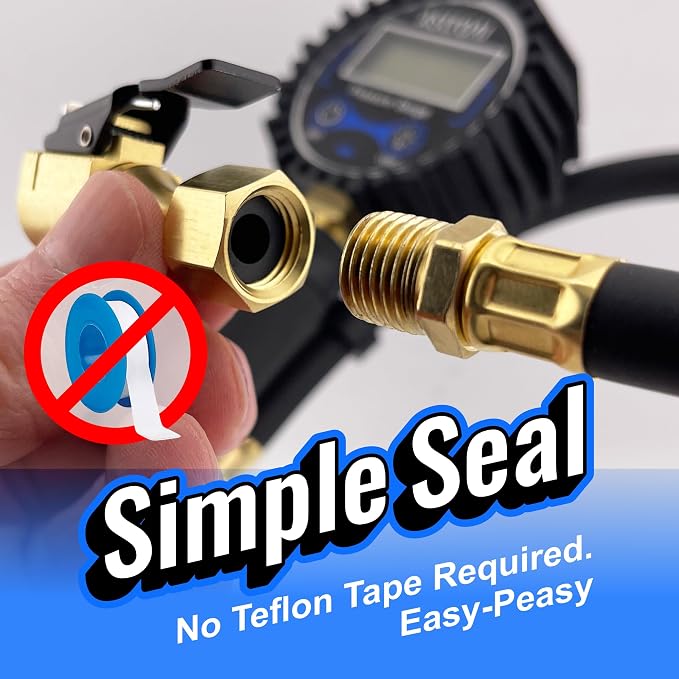 Chuck Mates Premium 1/4" NPT Quick-Connect Tire Inflator Chuck with SimpleSeal - Closed-Type (2 Pack)