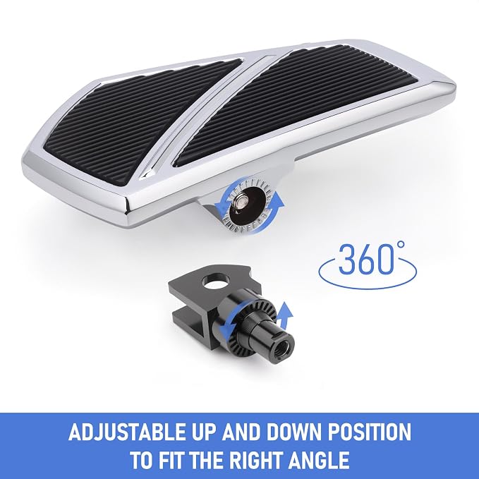 Front Footpegs Rider Floorboards Compatible with Kawasaki Vulcan S 650 Accessories 2015-2025 Anti-Slip Wide Motorcycle Highway Pegs (Chrome)
