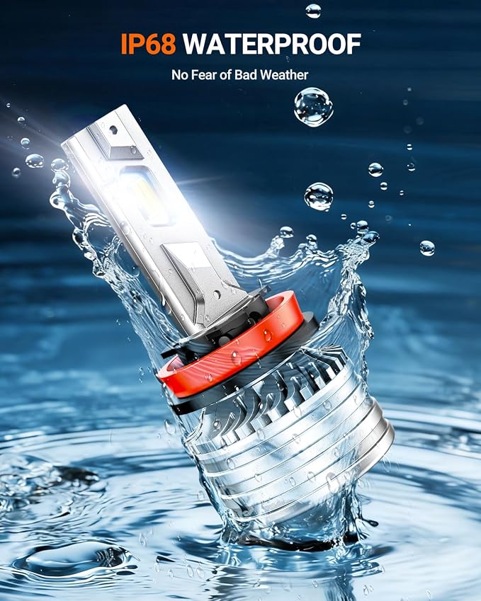 SEALIGHT 9005 H11 Bulbs, 180,000LM 14X Brightness, HB3 H8/H16/H9 6500K Cool White LED Bulbs, IP68 Waterproof 70000Hrs Lifespan, No Flickering, 1Mins Installation, 4 Pack