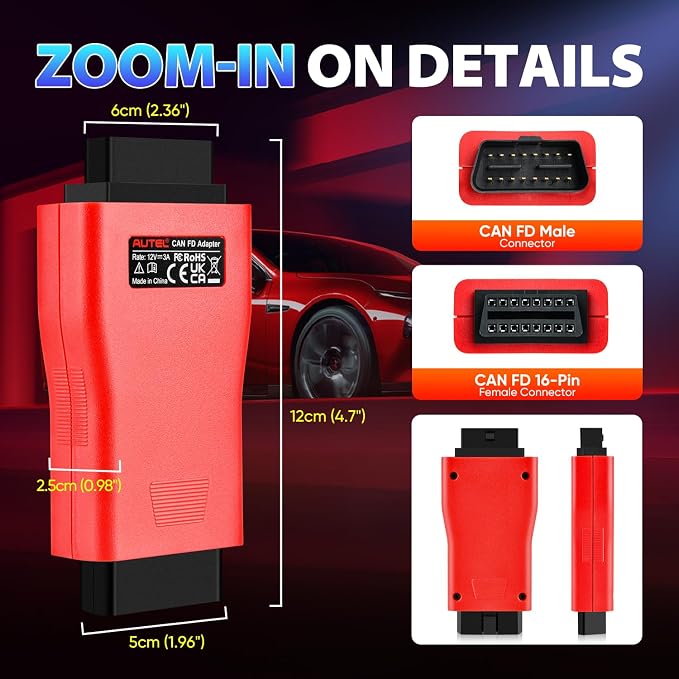 2026 Autel CAN FD Adapter, Support CANFD Protocol for GM 2020+, for Ford 2021+, for FCA Cars 2020+, for Toyota 2020+, etc., Work with Autel OBD2 Scanner MK808S MX808S MaxiSys Elite MK908 MS908 MS906BT