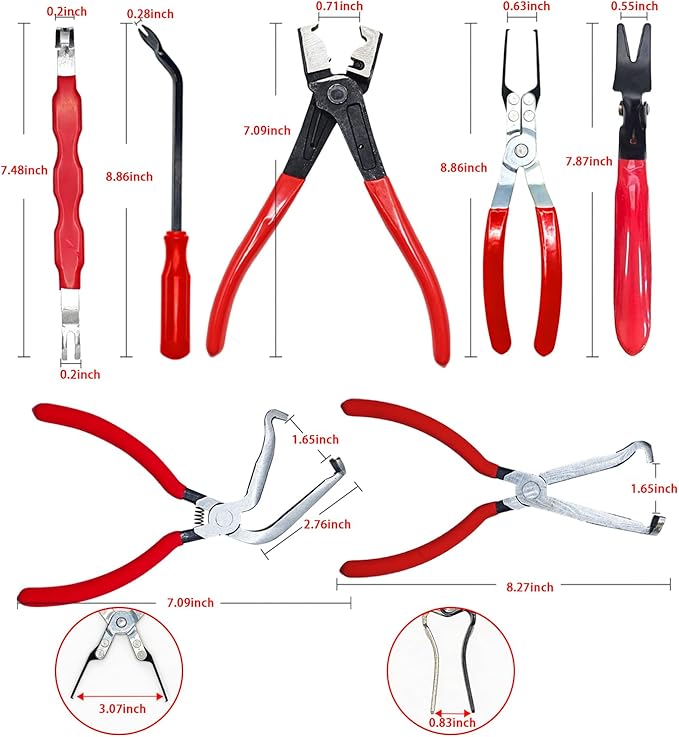 7 Pcs Auto Electrical Disconnect Pliers Set with Terminal Pin Removal, Connector Removal Tool with Hose Clamp Plier, Relay Puller&lectrical Connector Separator Tool, Automotive Repair Tool Kit