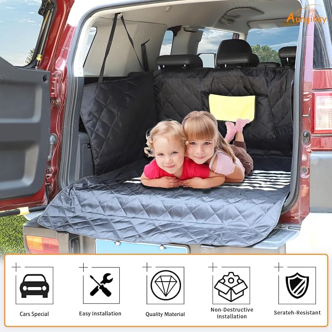 Aunginsy SUV Cargo Liner for Dogs Compatible with Toyota FJ Cruiser 2007-2021 Accessories, Rear Trunk Mat Travel Nonslip Pet Cargo Boot Liner with Bumper Flap Protector, Waterproof Floor Mat for Cats