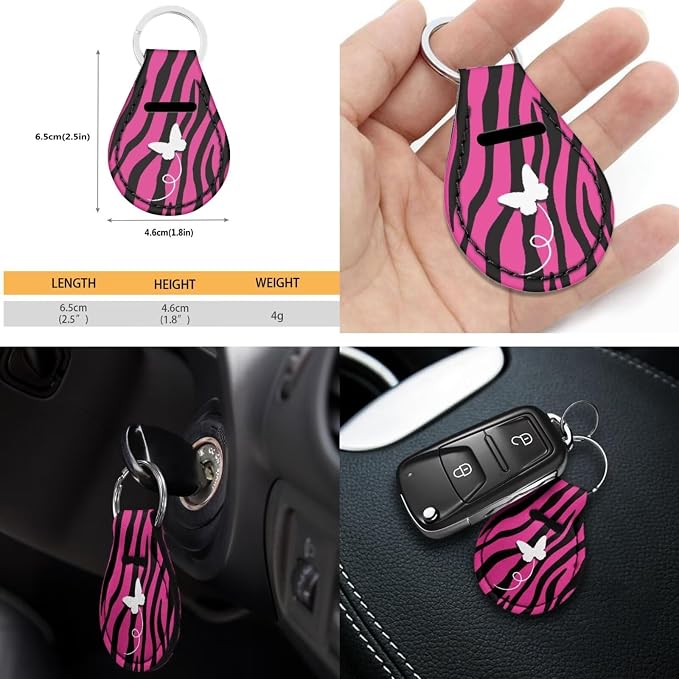POLERO Butterfly on Zebra Car Seat Covers for Women Pink Car Accessories 11pcs Cute Steering Wheel Cover Set with Seatbelt Protector Pads