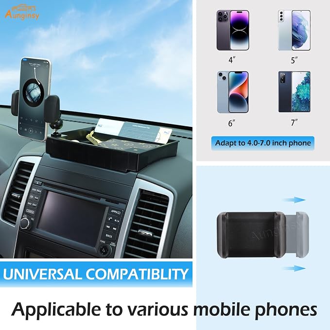 Aunginsy Center Console Dash Storage Tray Compatible with Nissan Frontier 2009-2017, Dashboard Multi-Functional Phone Holder Storage Box, Dash Organizer Tray Insert With Mobile Phone Mount Accessories