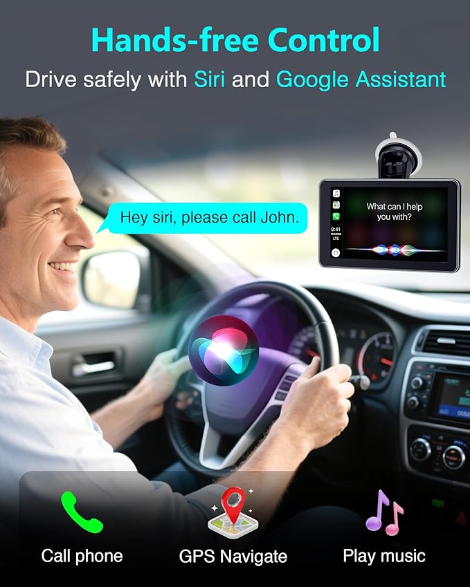 Thybro Portable Apple Carplay with Backup Camera: Plug-Play 15-Mins DIY Installation Carplay Screen - Compatible with 99% of Older Cars Upgraded - Wireless Seamless Connection for Apple/Android Auto