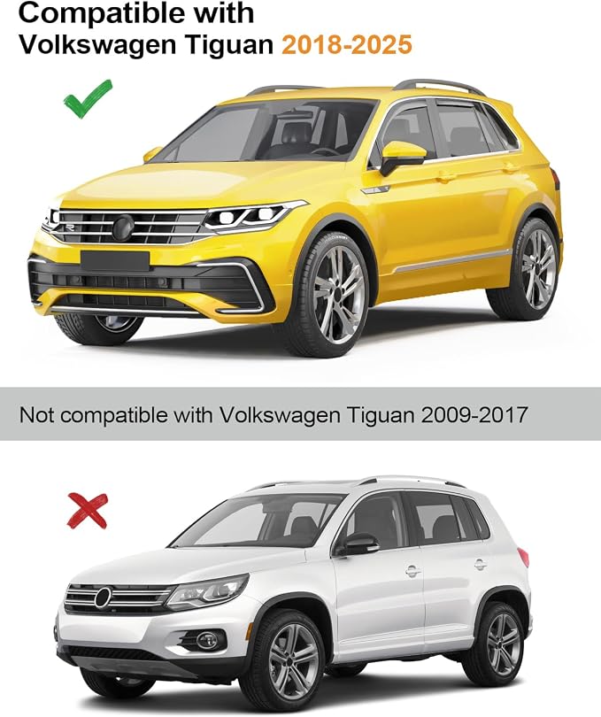 in-Channel Window Rain Guards Fit for Volkswagen VW Tiguan 2018-2024 Rain Guards Extra Durable Side Window Deflectors Visors Vent Visors Vent Shades Car Accessories -4 pcs