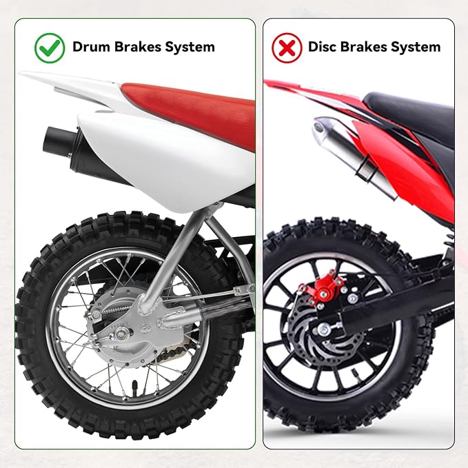 2.50-10 Dirt Bike Rear Wheel Drum Brake Assembly Compatible with CRF50 XR50 TTR50 SSR Taotao Apollo, 2.5-10 2.50x10 Tire & Rim for 50cc 70cc 90cc 110cc Pit Bike Off Road Motorcycle Parts