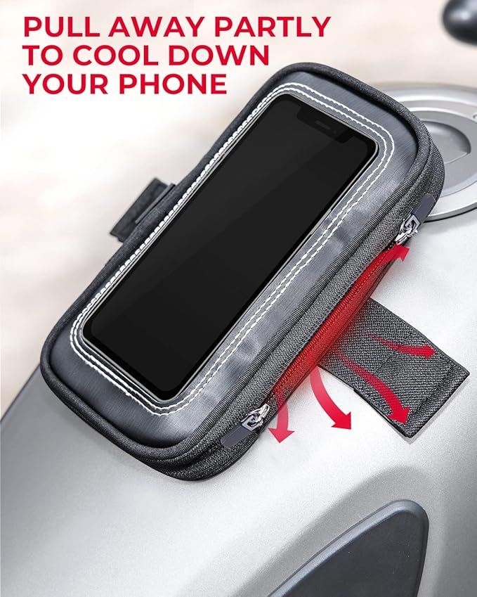 KEMIMOTO Motorcycle Tank Bag Phone Holder Pouch with 8 Strong Adsorption Snaps for up to 6.3 inch Phone Touch Screen GPS Navigation