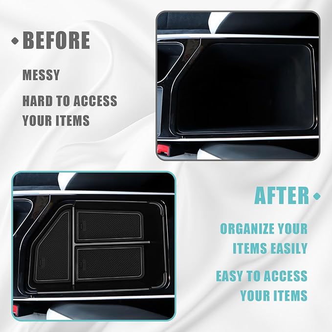 BestEvMod Center Console Organizer Compatible with 2025 2022-2024 Kia EV6 Accessories Tray Interior Accessories Armrest Storage Box ABS Material with PVC Trim (Middle Organizer)
