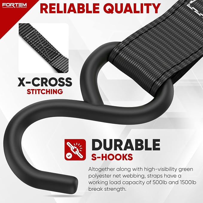 FORTEM Car Trunk Organizer (Black, Standard) + Ratchet Straps