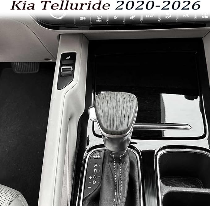 Gear Shift Cover,for Kia Telluride 2020 2021 2022 2023 2024 2025 2026,Car Center Console Gear Shift Knob Cover Trim Cap - Gray Wood Grain