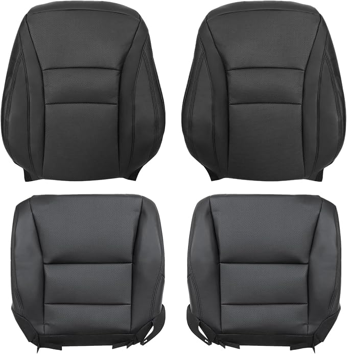 FZJDSD Black Driver & Passenger Side Bottom & Top Lean Back Microfiber Leather Seat Covers Compatible with Honda Accord 2013 2014 2015 2016 2017