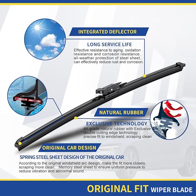 2 wipers Factory Replacement For 2007-2020 2021 Tundra 2008-2020 2021 2022 Sequoia Original Equipment Replacement Windshield Wiper Blades Set - 26"+23" Pinch Tab (Set of 2)