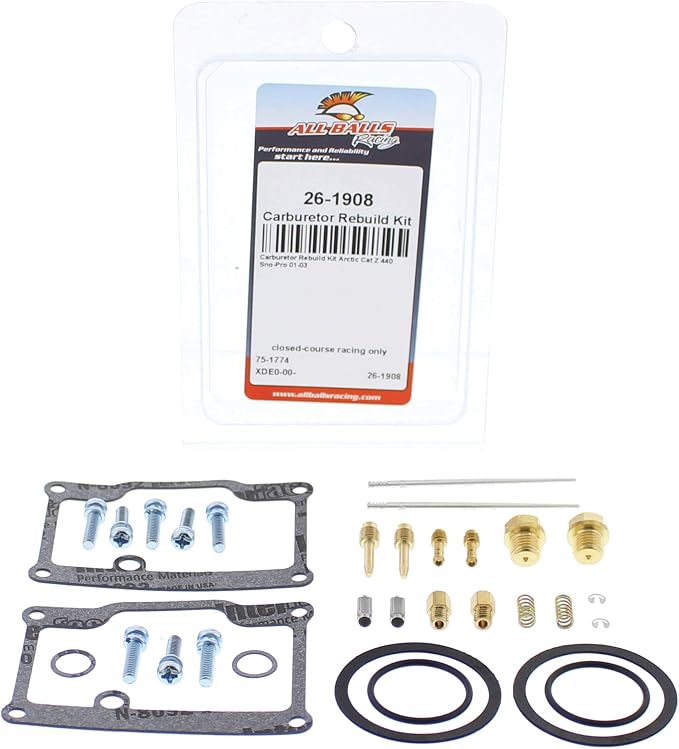 All Balls Racing 26-1908 Carburetor Rebuild Kit Compatible with/Replacement For Arctic Cat Z 440 Sno Pro 2001-2003